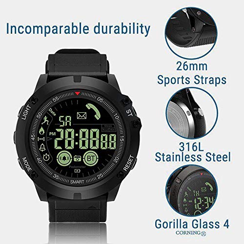 QYLJX Smart Watch Fitness Tracker, Reloj Deportivo Táctico Impermeable Grado Militar Reloj Podómetro Contador de CaloríAs Contador de Recordatorio, con iOS Android para Hombres Mujeres