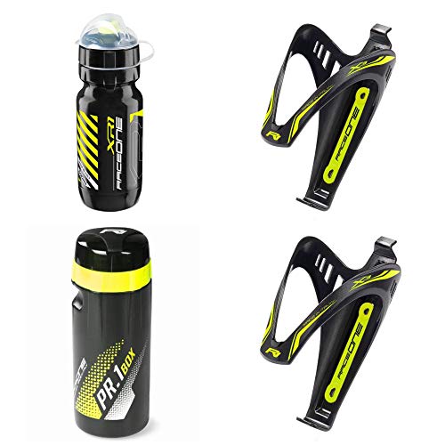 Raceone - Kit Race Trio X3 (4 PCS): 2 Porta Bidon X3 + Bidon de Ciclismo XR1 + Toolbox PR1 Bici Carrera de Ruta/Bicicleta de Montaña MTB/Gravel Bike. 100% Made IN Italy