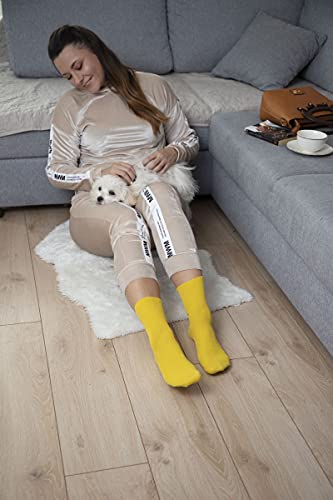 Rainbow Socks Hombre Mujer Calcetines Antibacterianos Sin Elasticos Para Diabéticos - 6 Pares - Amarillo - Talla 39-41