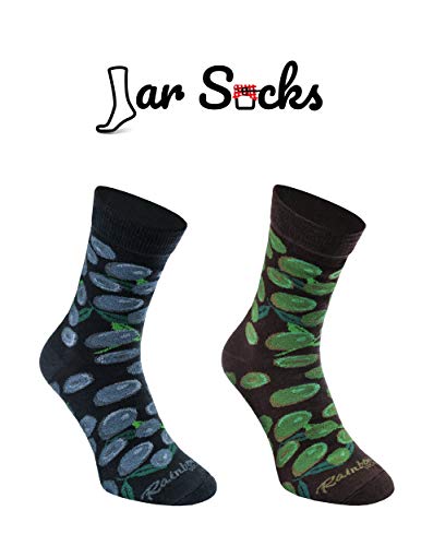 Rainbow Socks - Mujer Hombre Aceitunas Negras y Verdes en Tarro Calcetines Fantasia - 2 Pares - Tamaños 36-40