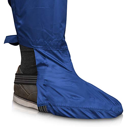 Rainrider Pantalones de lluvia para hombre y mujer (negro/azul) impermeables, ropa de ciclismo para senderismo, pesca o como pantalones de jardín. Azul océano con reflector M