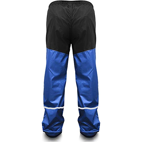 Rainrider Pantalones de lluvia para hombre y mujer (negro/azul) impermeables, ropa de ciclismo para senderismo, pesca o como pantalones de jardín. Azul océano con reflector M