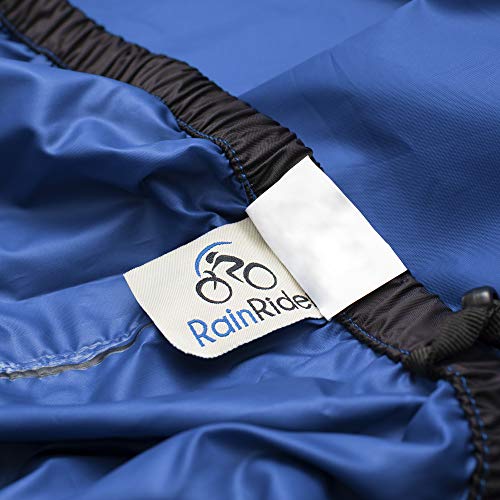 Rainrider Pantalones de lluvia para hombre y mujer (negro/azul) impermeables, ropa de ciclismo para senderismo, pesca o como pantalones de jardín. Azul océano con reflector M