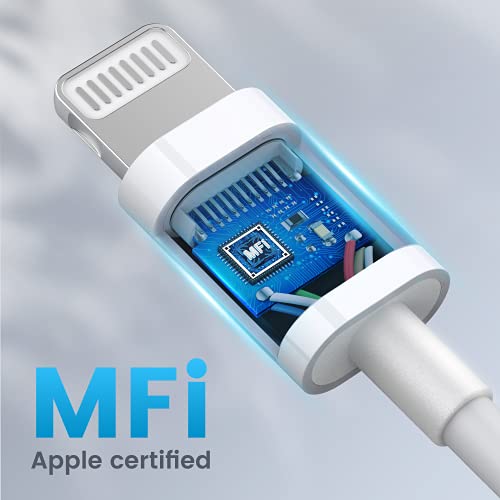 RAMPOW Cargador iPhone Cable iPhone - [Apple MFi Certificado] con C89 Cable Lighting para iPhone 13/13 Pro/13 mini/13 Pro Max/12/11/11 Pro/X/XS/XR/8/8 Plus/7/6s/6s Plus/6 Plus/SE/iPad/iPod-1M, Blanco