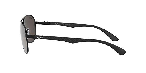 Ray-Ban Carbon Fibre Gafas de sol, Aviador, Polarizadas, 58, Black (frame: black (glossy), lenses: gray polarized mirror 002 / K7)