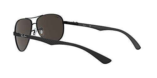 Ray-Ban Carbon Fibre Gafas de sol, Aviador, Polarizadas, 58, Black (frame: black (glossy), lenses: gray polarized mirror 002 / K7)