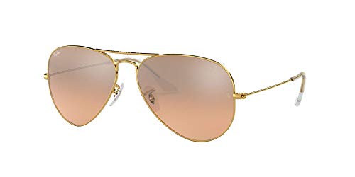 Rayban Gafas de Sol Aviator unisex 0RB3025, Lentes de Espejo Marrón-rosa Plata Lentes de Espejo/Marco dorado