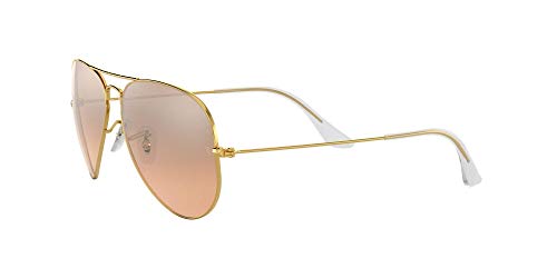 Rayban Gafas de Sol Aviator unisex 0RB3025, Lentes de Espejo Marrón-rosa Plata Lentes de Espejo/Marco dorado