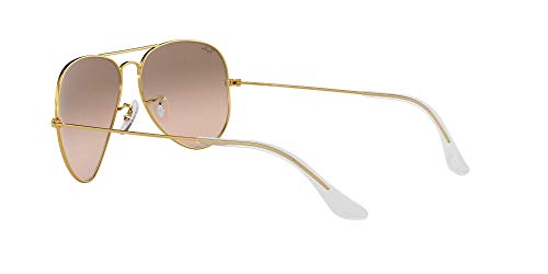 Rayban Gafas de Sol Aviator unisex 0RB3025, Lentes de Espejo Marrón-rosa Plata Lentes de Espejo/Marco dorado