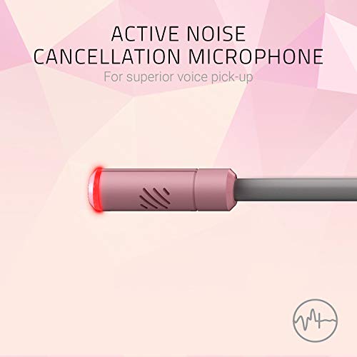 Razer Kraken Kitty - Auriculares para juegos, tipo oreja de gato con iluminación cromática RGB, micrófono con reducción activa de ruido, audio espacial THX, controles en el auricular, Rosa (Quartz)
