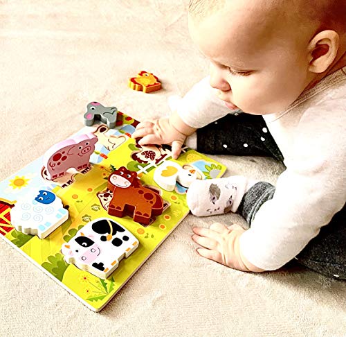RB&G Puzzle de madera con grandes piezas – Puzzle de animales de safari, para niños a partir de 1 año conejo & Co.