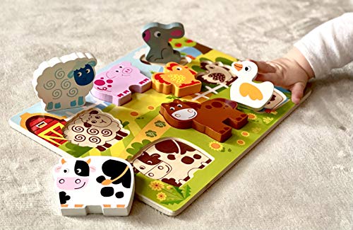 RB&G Puzzle de madera con grandes piezas – Puzzle de animales de safari, para niños a partir de 1 año conejo & Co.