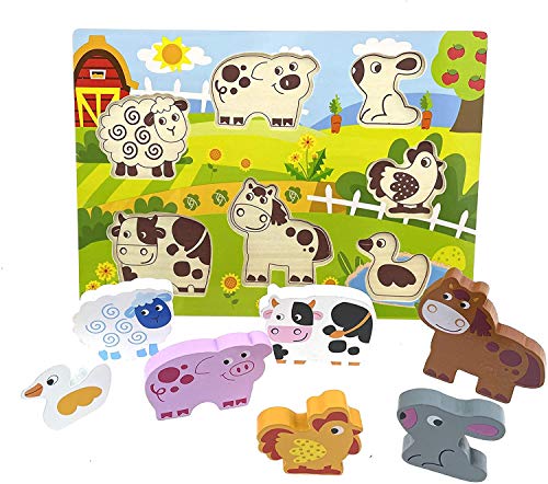 RB&G Puzzle de madera con grandes piezas – Puzzle de animales de safari, para niños a partir de 1 año conejo & Co.