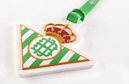 Real Betis Balompié Balompié Etiqueta para Equipaje - Producto Oficial del Equipo, Identificador de Maleta con Goma de Sujeción y Anverso para los Datos del Viajero