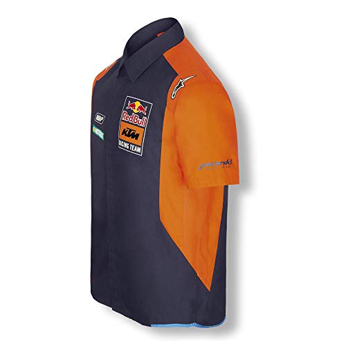 Red Bull KTM Official Teamline Camisa, Azul Hombres X-Large Camisa Manga Larga, KTM Racing Team Original Ropa & Accesorios