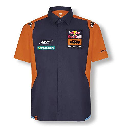 Red Bull KTM Official Teamline Camisa, Azul Hombres X-Large Camisa Manga Larga, KTM Racing Team Original Ropa & Accesorios