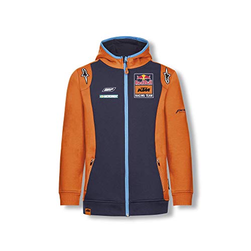 Red Bull KTM Official Teamline Zip Sudadera con Capucha, Azul Niños Tamano 128 Hoodie, KTM Racing Team Original Ropa & Accesorios