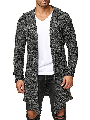 Redbridge Cárdigan Largo para Hombres Chaqueta De Punto Asimétrica Casual Gris M