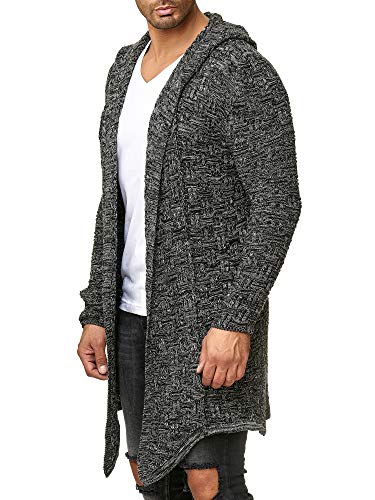 Redbridge Cárdigan Largo para Hombres Chaqueta De Punto Asimétrica Casual Gris M