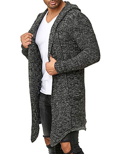 Redbridge Cárdigan Largo para Hombres Chaqueta De Punto Asimétrica Casual Gris M