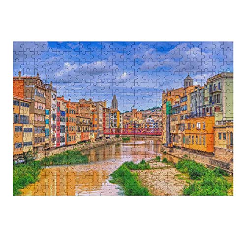 Redecor 1000 piezas casas coloridas en Girona España Jigsaw Puzzle para niños adultos, multicolor