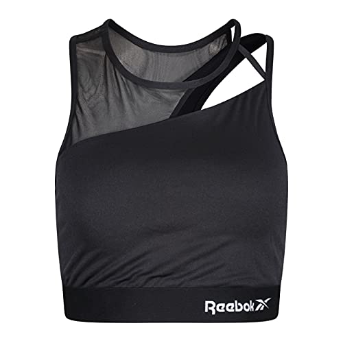 Reebok Womens Cut out Crop Top Alura Black Camiseta, Negro, M Mujer