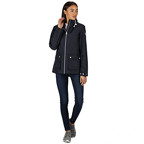 Regatta Chaqueta de estilo de vida impermeable con capucha para mujer, Mujer, Chaquetas Impermeable Shell, RWW366 54016L, azul marino, 44