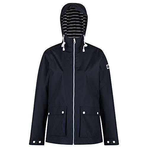 Regatta Chaqueta de estilo de vida impermeable con capucha para mujer, Mujer, Chaquetas Impermeable Shell, RWW366 54016L, azul marino, 44