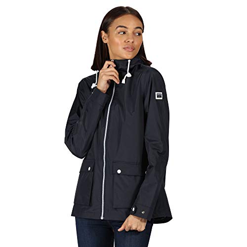 Regatta Chaqueta de estilo de vida impermeable con capucha para mujer, Mujer, Chaquetas Impermeable Shell, RWW366 54016L, azul marino, 44