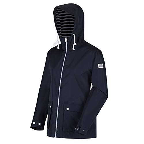 Regatta Chaqueta de estilo de vida impermeable con capucha para mujer, Mujer, Chaquetas Impermeable Shell, RWW366 54016L, azul marino, 44