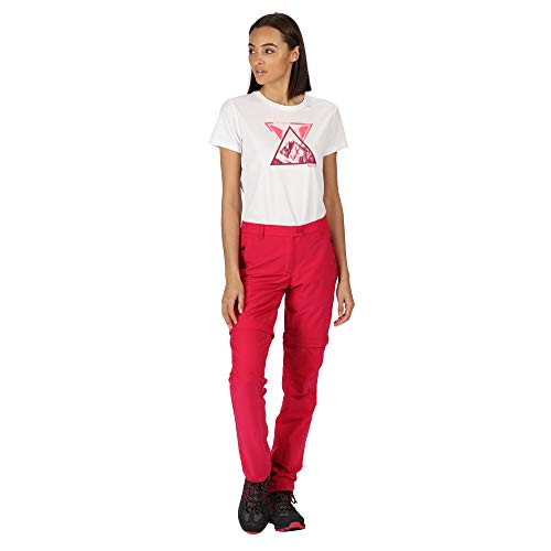 Regatta Highton Zip Off-Pantalón Corto De Senderismo Repelente Al Agua Trousers, Mujer, Dark Cerise, 12