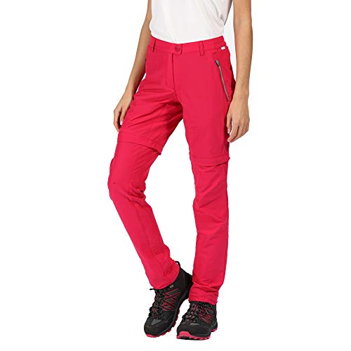 Regatta Highton Zip Off-Pantalón Corto De Senderismo Repelente Al Agua Trousers, Mujer, Dark Cerise, 12