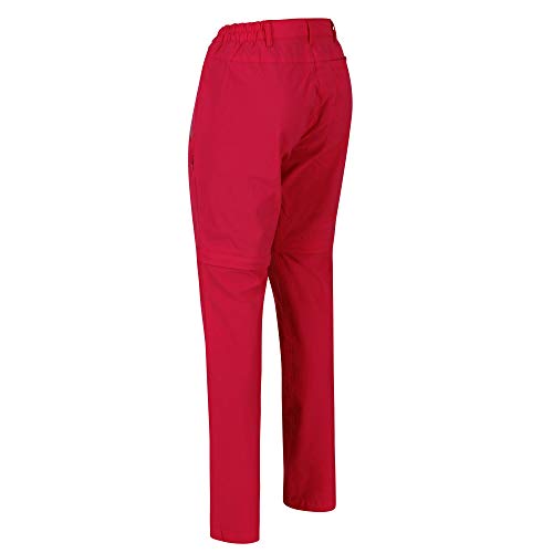 Regatta Highton Zip Off-Pantalón Corto De Senderismo Repelente Al Agua Trousers, Mujer, Dark Cerise, 12