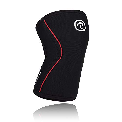 Rehband RX Knee Support Rodillera de Neopreno, Unisex, 7 mm, Negro/Rojo, Medium