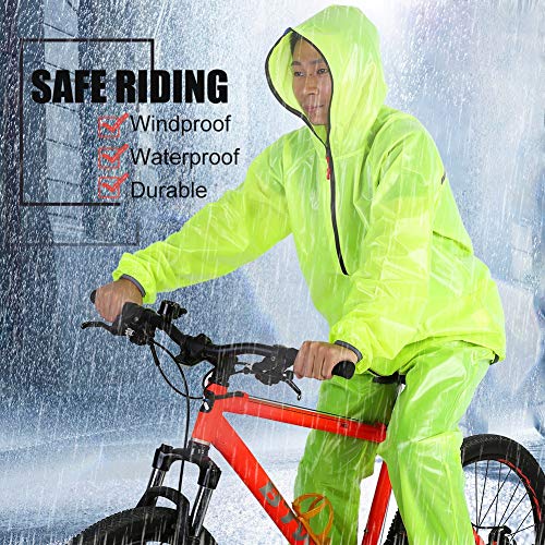 Rehomy Chubasquero Unisex con Pantalones para Hombres y Mujeres Impermeables para Ciclismo Trajes de Lluvia con Dos Bolsas de Almacenamiento