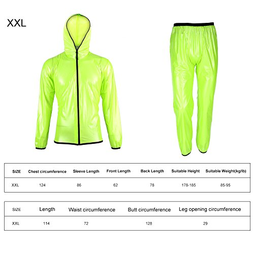 Rehomy Chubasquero Unisex con Pantalones para Hombres y Mujeres Impermeables para Ciclismo Trajes de Lluvia con Dos Bolsas de Almacenamiento