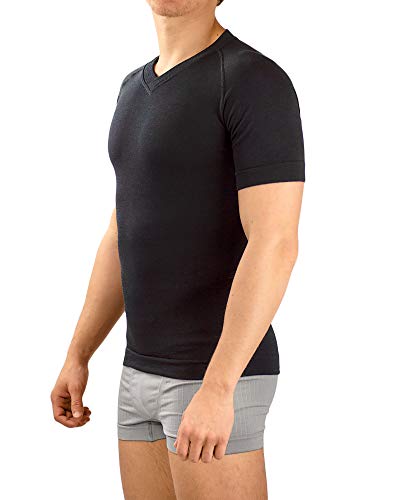 Relaxsan Zero 3010 (Negro, S) Camiseta Térmica Hombre Manga Corta Ropa Interior en Lana Merino y Fibra Dryarn