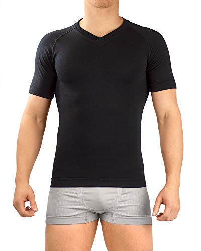 Relaxsan Zero 3010 (Negro, S) Camiseta Térmica Hombre Manga Corta Ropa Interior en Lana Merino y Fibra Dryarn