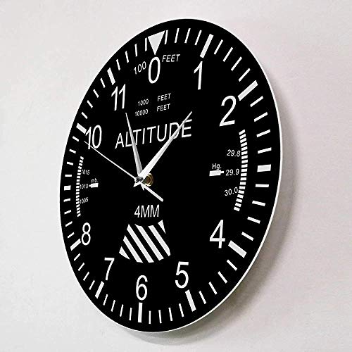 Reloj de pared Altímetro grande Decoración del hogar Reloj de pared Seguimiento Piloto Avión de aire Altitud Estilo de medición Sin tictac Reloj de pared silencioso Regalo de aviación Adecuado para ca