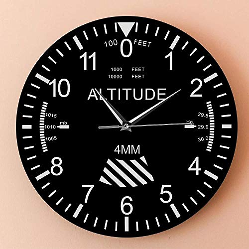 Reloj de pared Altímetro grande Decoración del hogar Reloj de pared Seguimiento Piloto Avión de aire Altitud Estilo de medición Sin tictac Reloj de pared silencioso Regalo de aviación Adecuado para ca