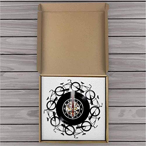 Reloj de pared Bicicletas retro Reloj de pared Disco de vinilo vintage Reloj Lp Ciclistas Arte de la pared de la bicicleta Ciclismo Decoración del hogar Ciclista Amantes de las bicicletas Regalo retro