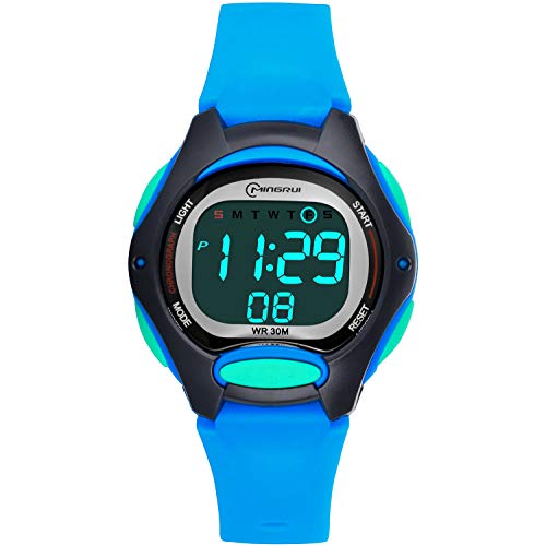 Reloj Digital para Niños Niña,Chicos Chicas 50M(5ATM) Impermeabl Deportes al Aire Libre LED Multifuncionales Relojes de Pulsera con Alarma para Niños,Niñas (Azul-8207)