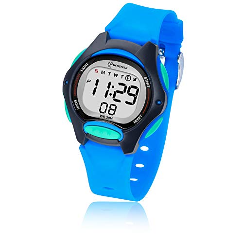 Reloj Digital para Niños Niña,Chicos Chicas 50M(5ATM) Impermeabl Deportes al Aire Libre LED Multifuncionales Relojes de Pulsera con Alarma para Niños,Niñas (Azul-8207)