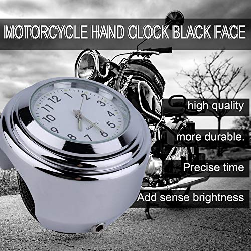 Reloj -Impermeable Moto Moto Soporte para manillar Reloj de esfera redonda Accesorio Reloj universal para montaje en manillar - Blanco