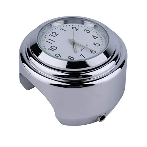 Reloj -Impermeable Moto Moto Soporte para manillar Reloj de esfera redonda Accesorio Reloj universal para montaje en manillar - Blanco