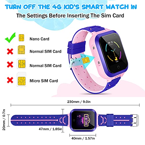Reloj inteligente 4G para niños, relojes a prueba de agua IP67 con rastreador GPS, videollamadas, alertas SOS, podómetro, reloj de pulsera WiFi, regalos para niños y niñas de 3 a 12 años (rosa)