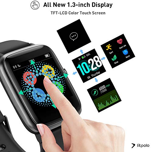 Reloj Inteligente Mujer,Smartwatch Hombre Impermeable IP68 Pulsera Actividad 1.3 Pulgada con Monitor de Ritmo cardíaco, Podómetro, Reloj Actividad para Xiaomi Huawei iPhone