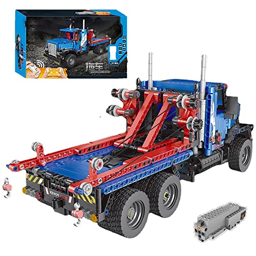 Remolque Tecnología, Bloques Construcción Transportador Coche 2,4 Ghz Con APP/RC-1064 + Piezas Bloques Terminales Tecnología Compatibles con Lego Technic