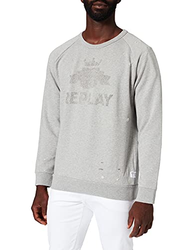 REPLAY M3506 .000.22890P Sudadera, M08 Melange Grey, M para Hombre