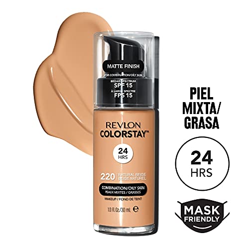 Revlon ColorStay Base de Maquillaje piel mixta/grasa FPS15 30ml, #220 Natural Beige